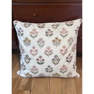 Pottery Barn Teen Lily Floral Printed Pillow Cover 20" Square Multicolor EUC